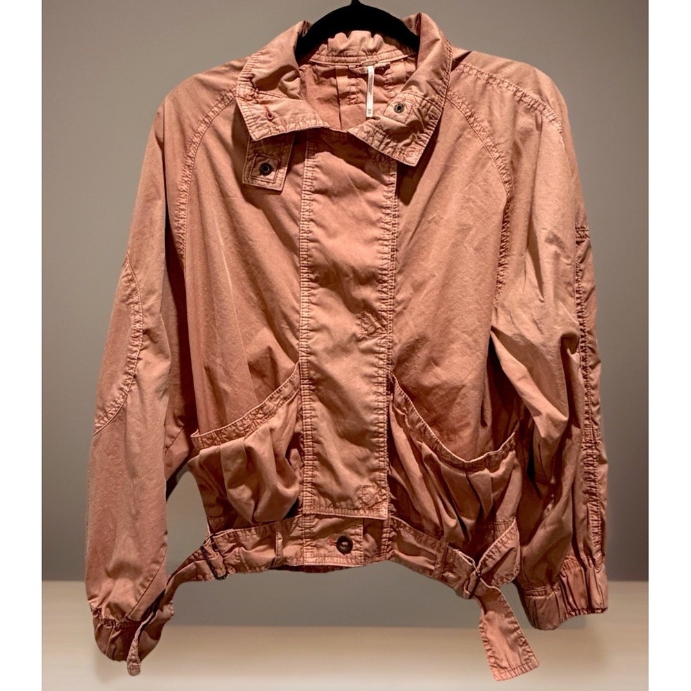 Free People Parachute Jacket Womens Size XS Dusty‎ Pink Snap Front